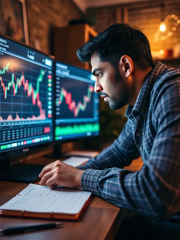 A swing trader holding positions for several days, analyzing charts to identify potential trend reversals and profit from short-term market swings.