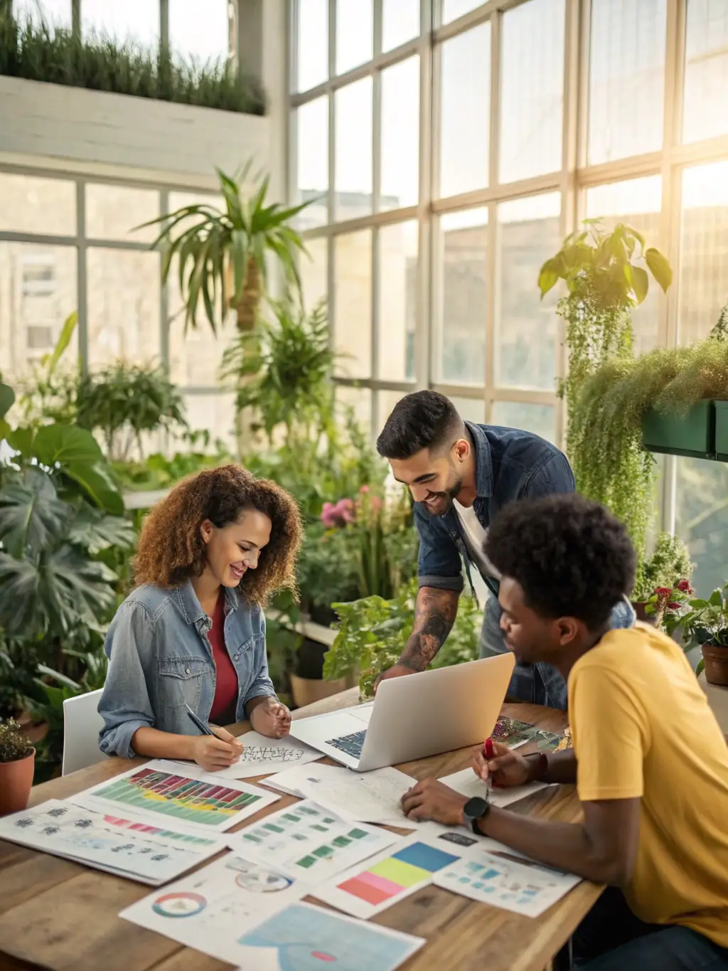 A diverse group of Indian traders collaborating in a modern office setting, emphasizing the community and support provided by PropDeskTraders.com.