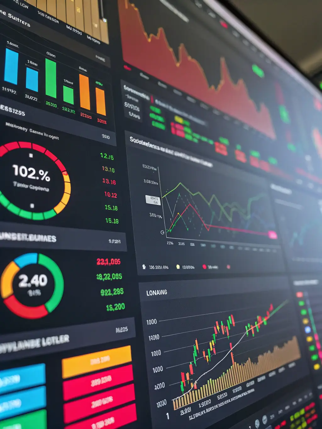 A risk management dashboard displaying key metrics and alerts, illustrating the importance of risk control in PropDeskTraders' program.