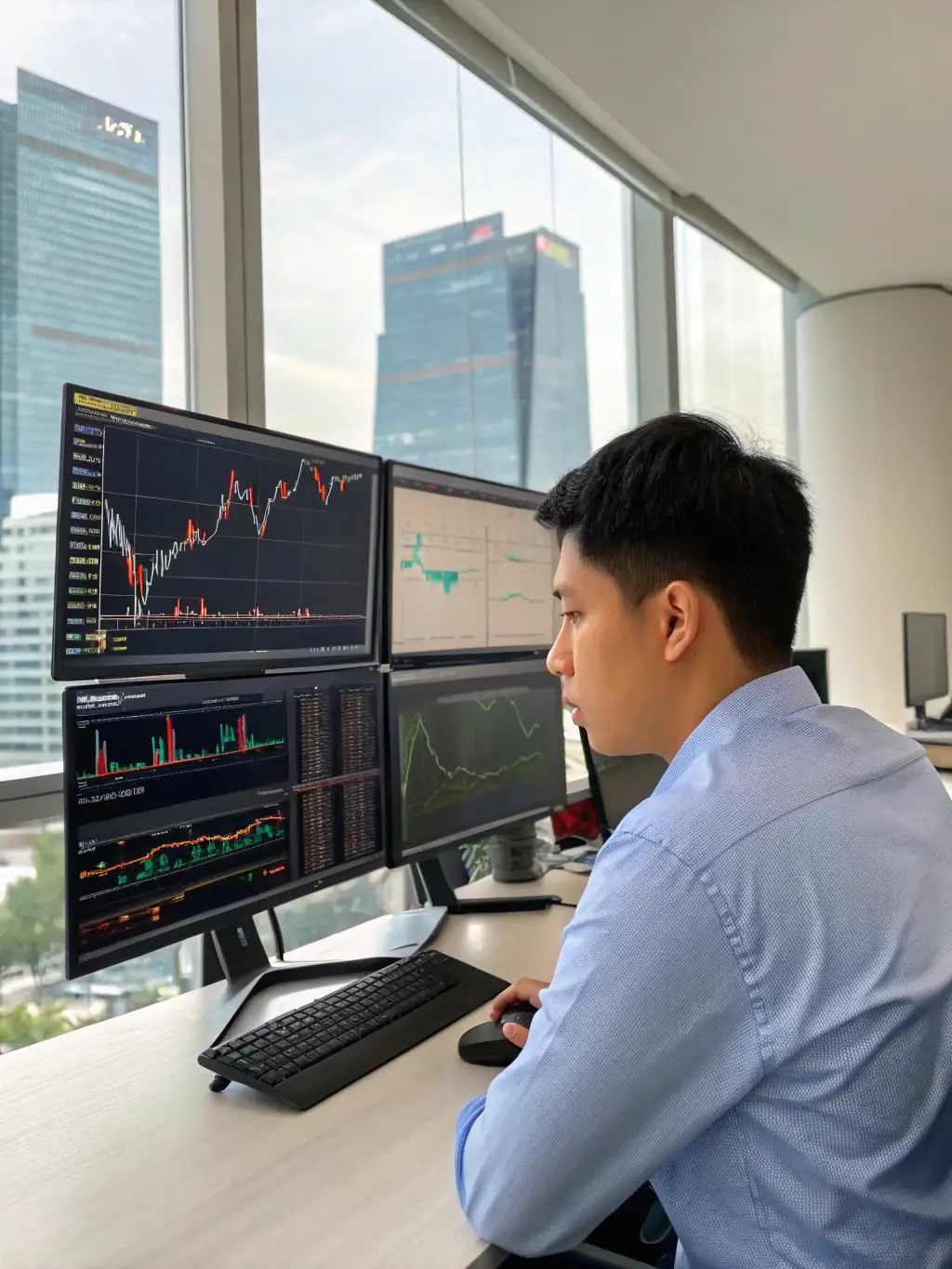 A position trader holding positions for weeks or months, focusing on fundamental analysis and long-term market trends to maximize returns.