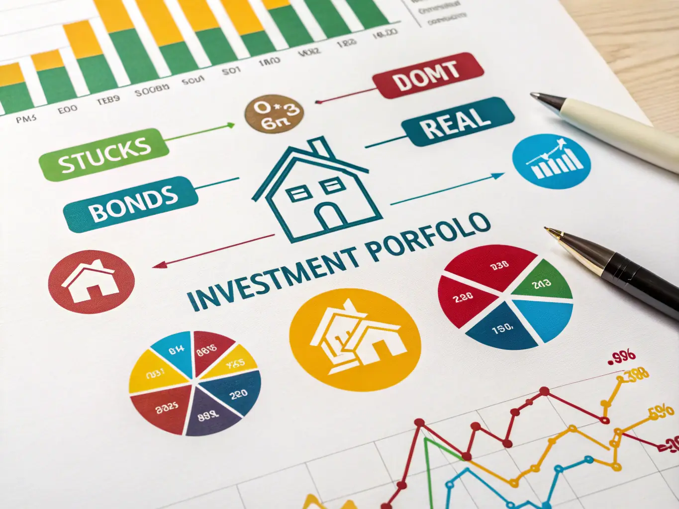 A visual representation of a diversified investment portfolio, illustrating the concept of leveraging existing assets for additional income.